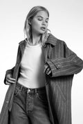 Amelia Coat - Dark Grey Stripe