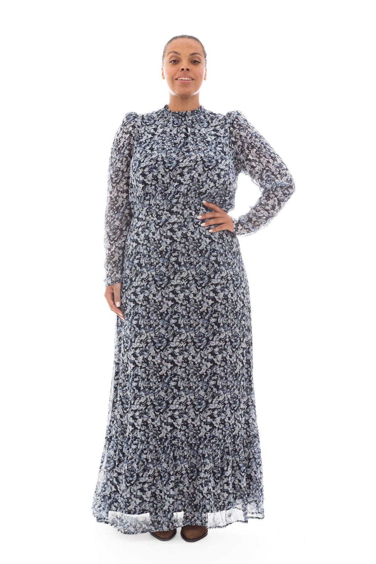 Nora Long Dress - Blue Dawn Print