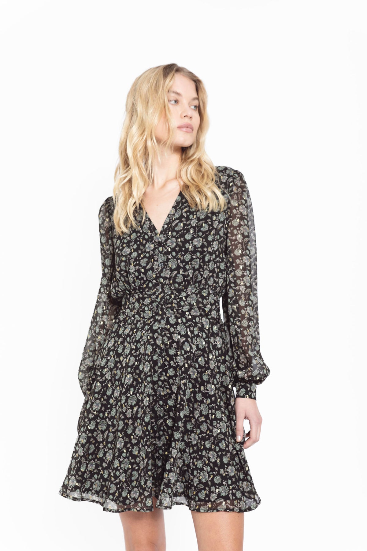 Avory Dress - Green Amber Print