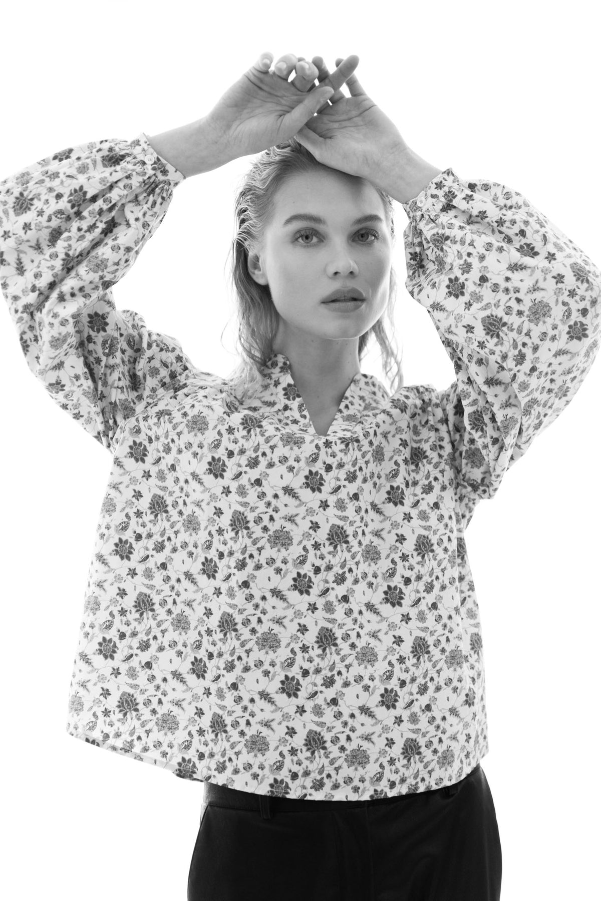 Athena Blouse - White Harvest Print