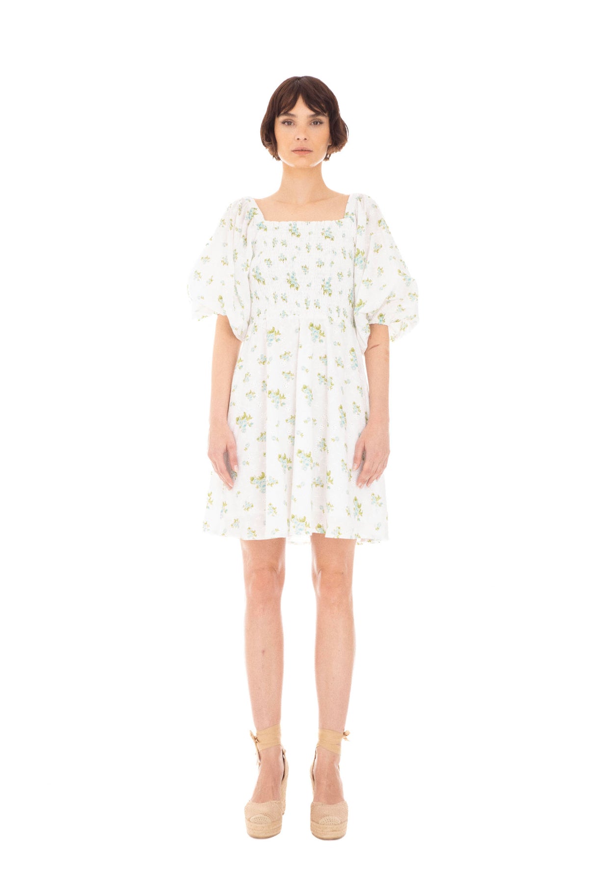 Michelle Dress - Mint Rose Print