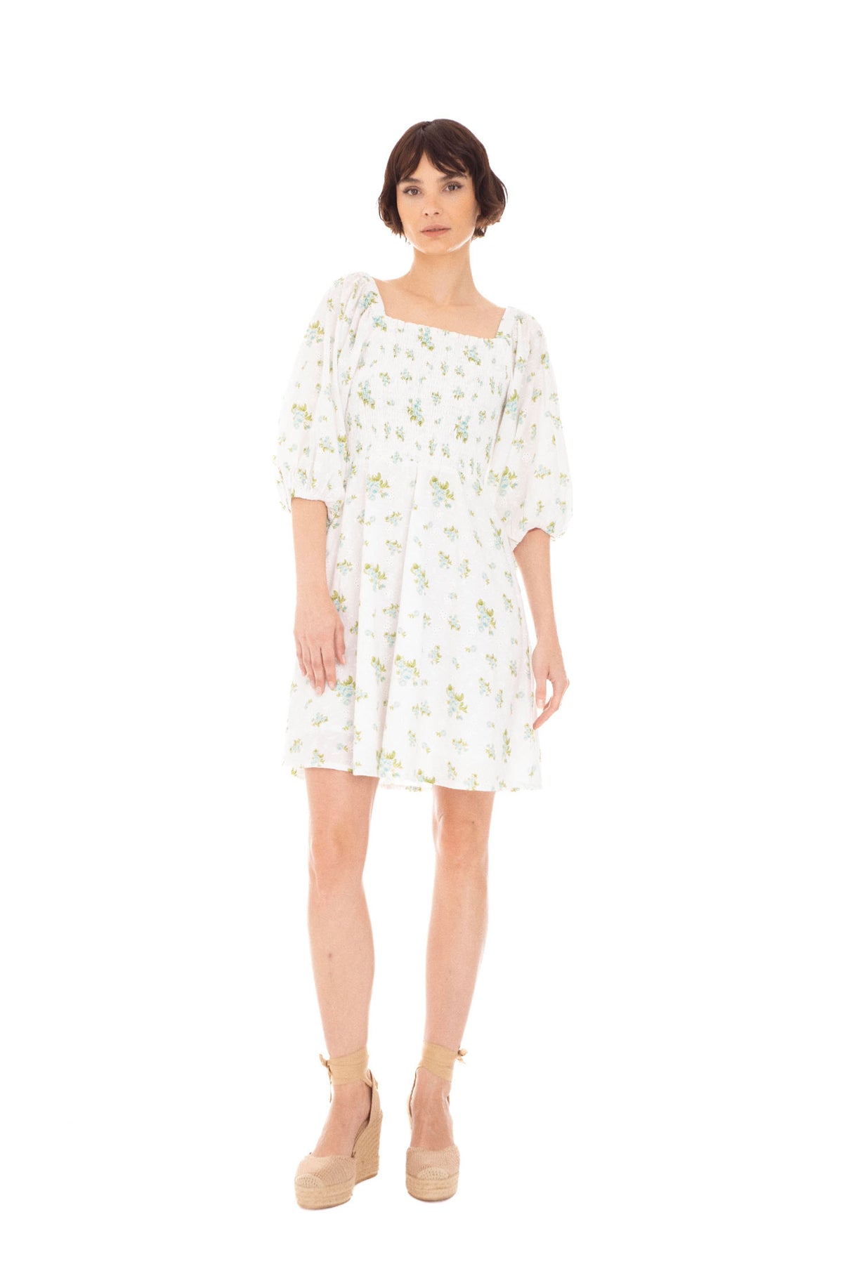 Michelle Dress - Mint Rose Print