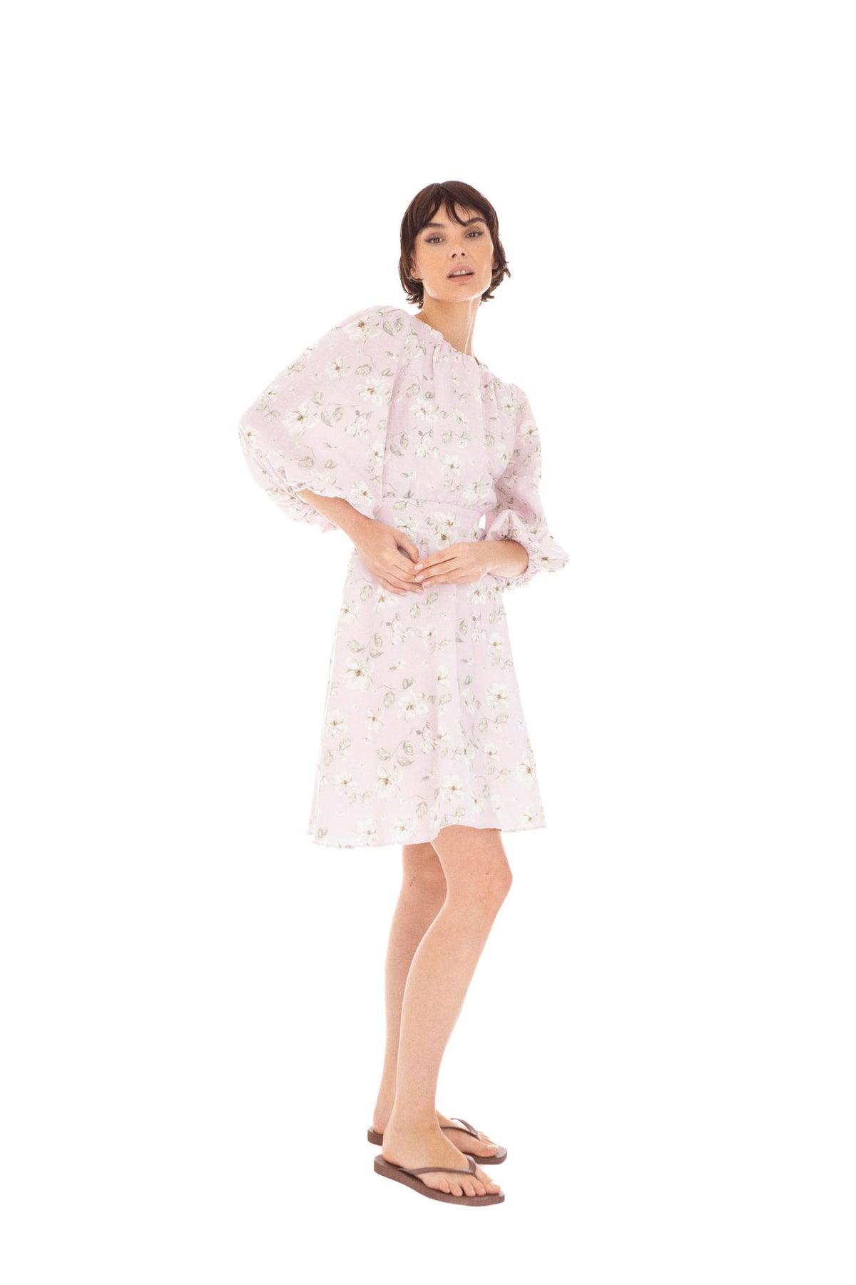 Clara Dress - Lavender Peony Print