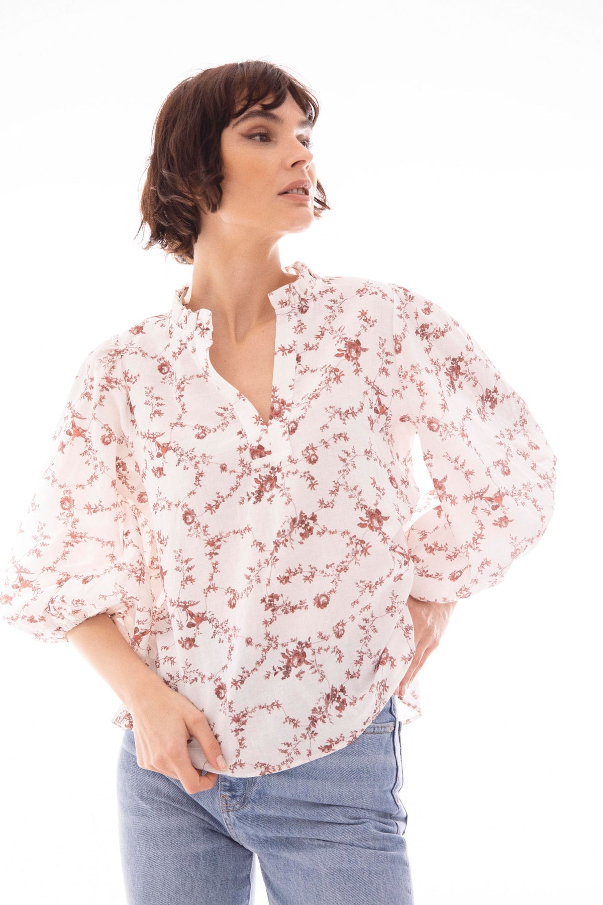 Trinidad Blouse - Red Ornament Print