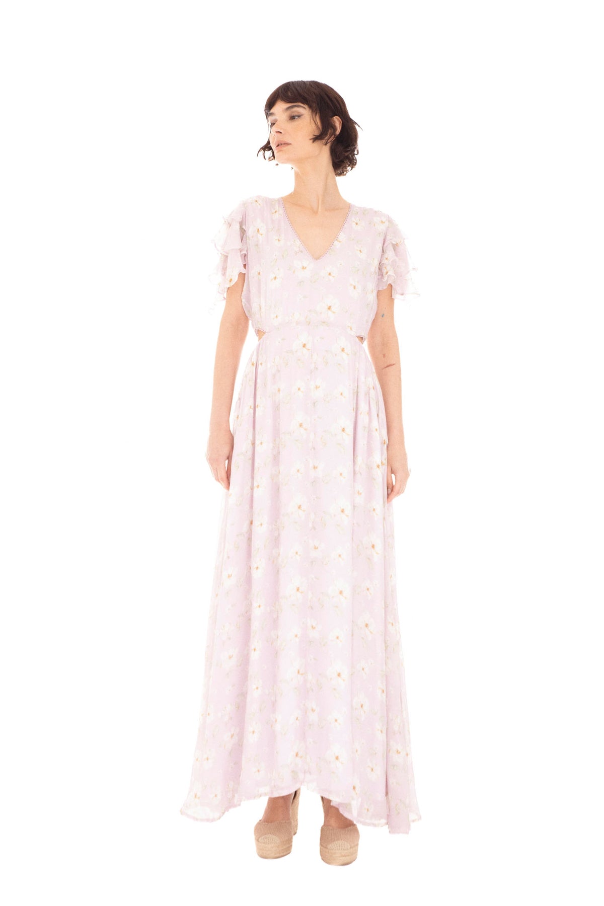Elise Dress - Lavender Peony Print