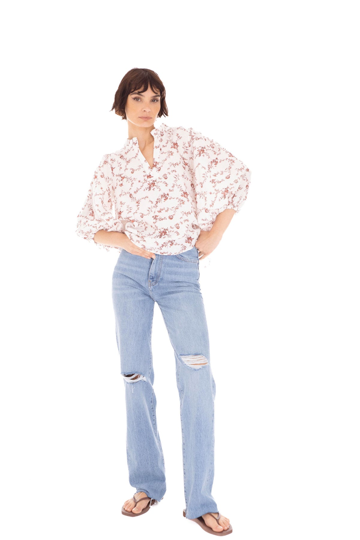Trinidad Blouse - Red Ornament Print
