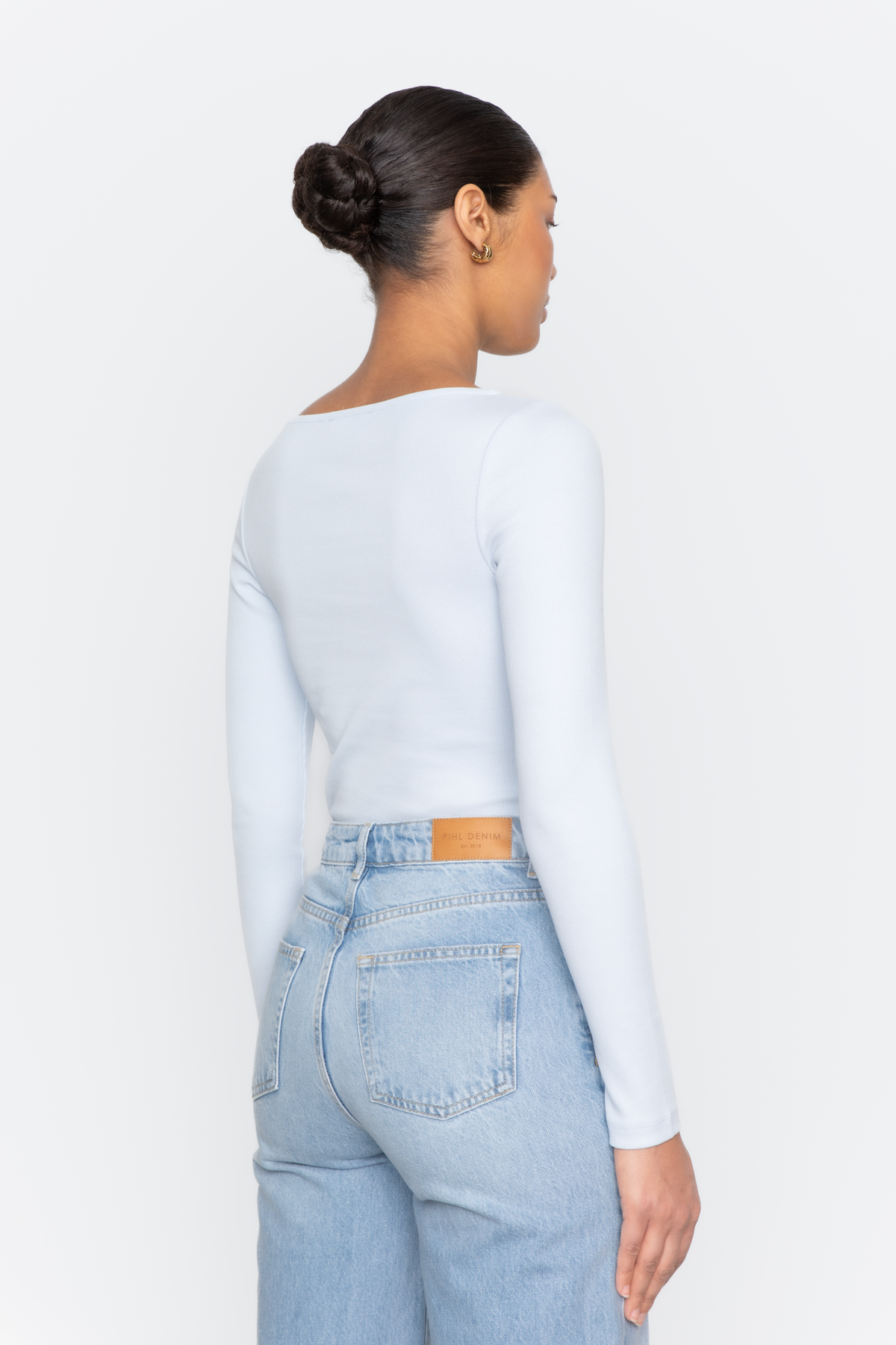Petronella Rib Boatneck - Ljusblå