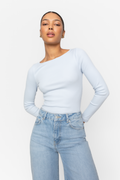 Petronella Rib Boatneck - Ljusblå