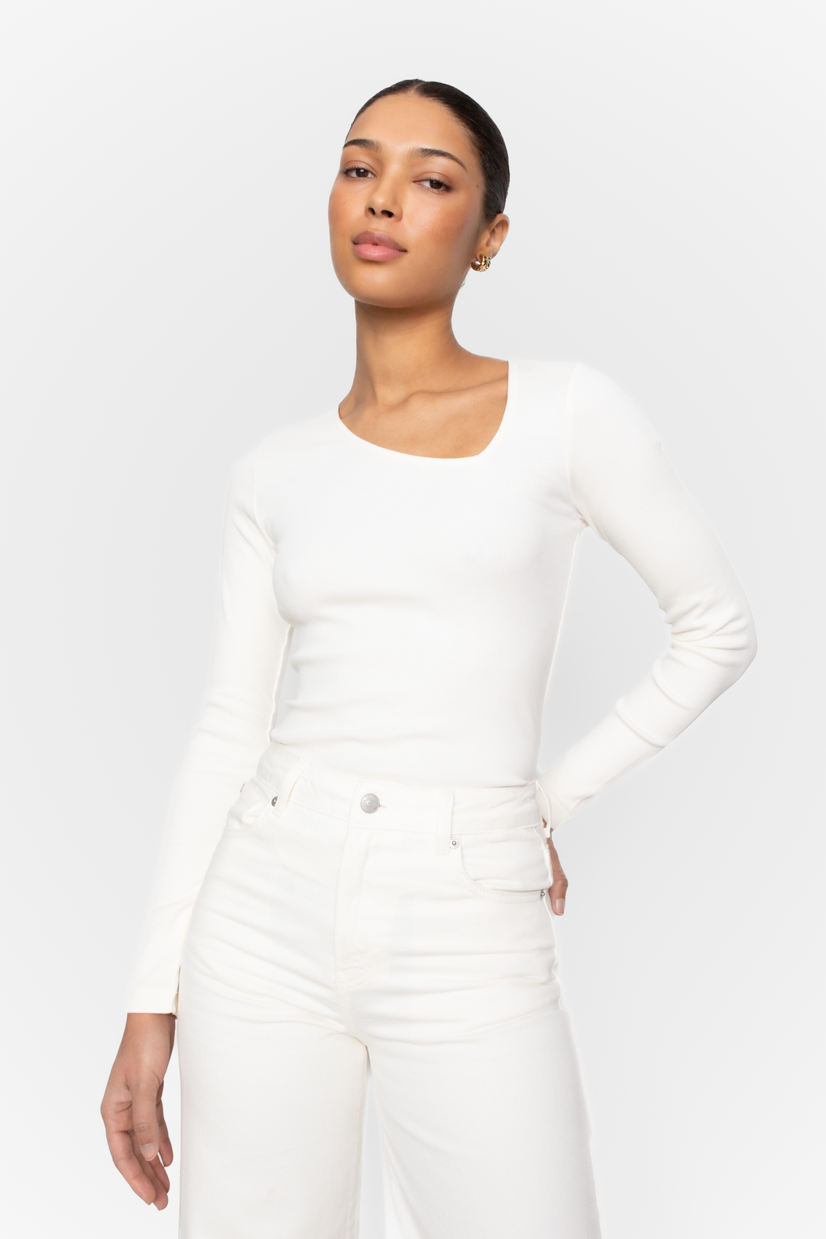 Pino Rib Triangle Neck - Ecru