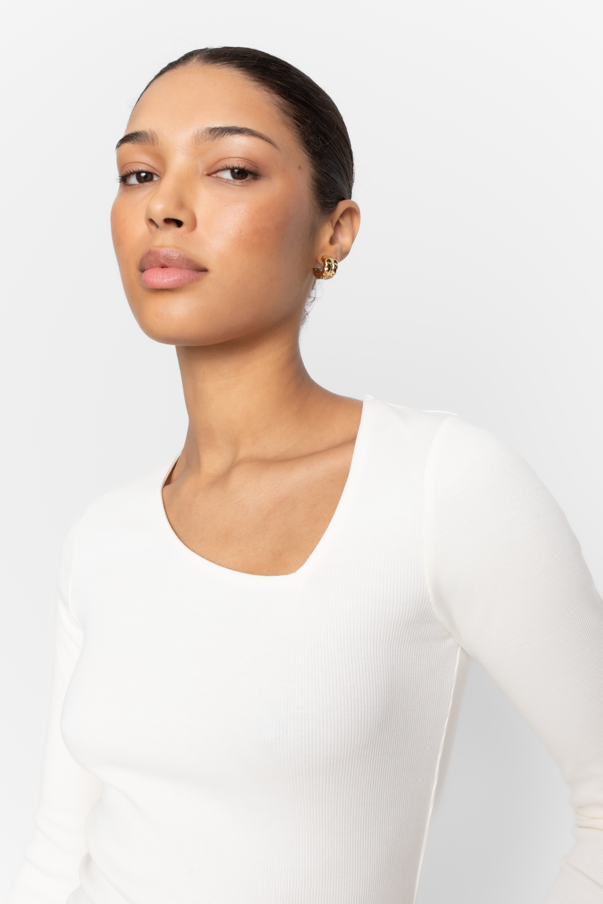 Pino Rib Triangle Neck - Ecru