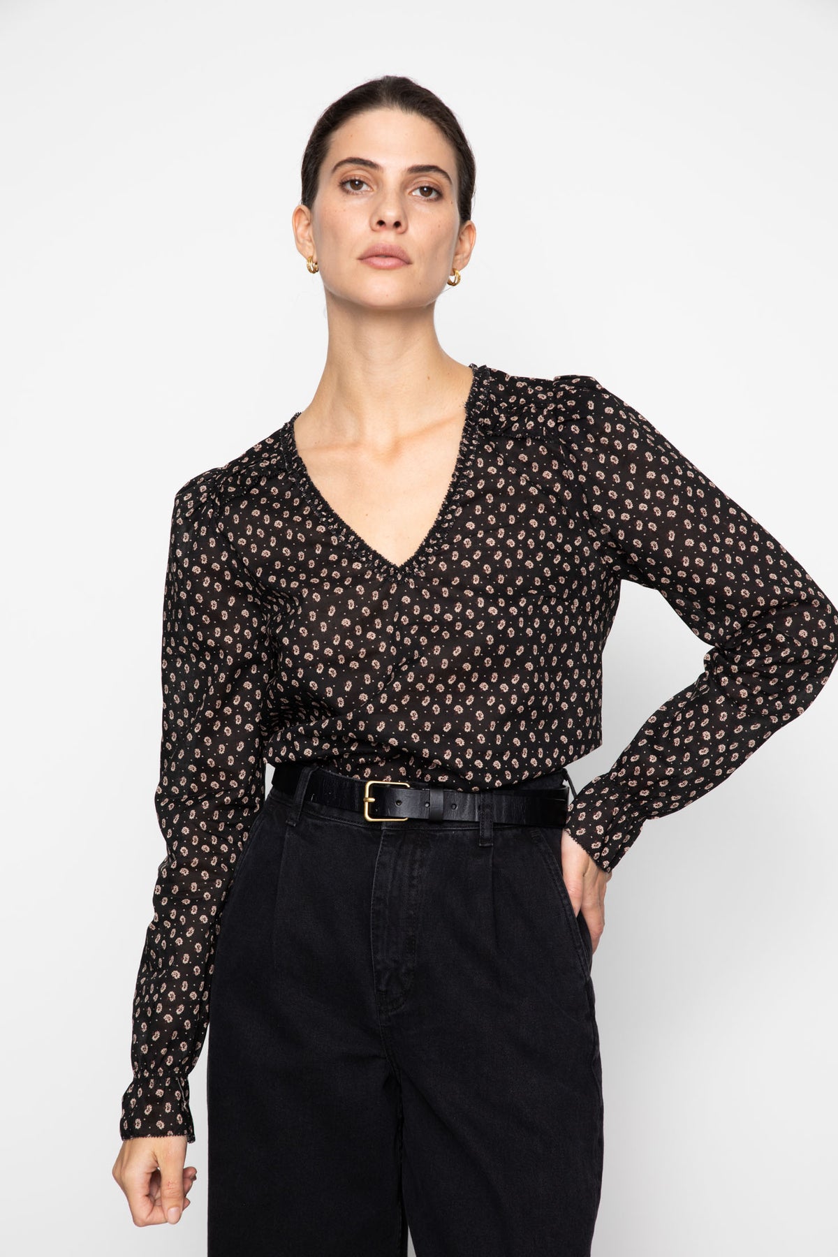 Dune Blouse - Taupe Flower Print