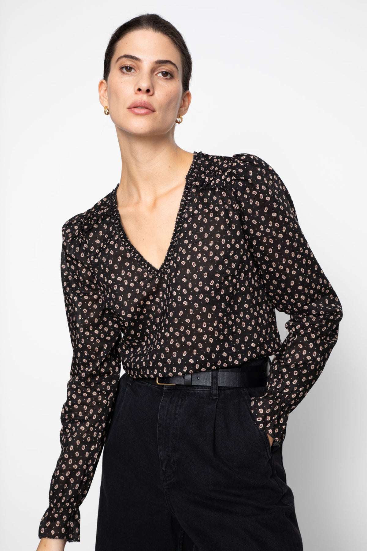Dune Blouse - Taupe Flower Print