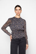 Dina Blouse - Navy Dahlia Print