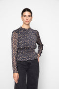 Dina Blouse - Navy Dahlia Print