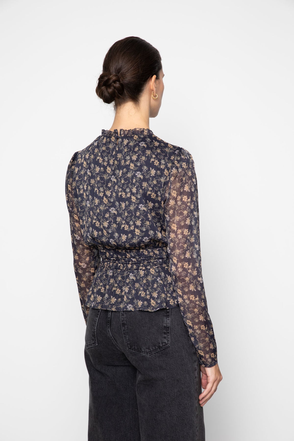 Dina Blouse - Navy Dahlia Print