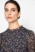 Dina Blouse - Navy Dahlia Print