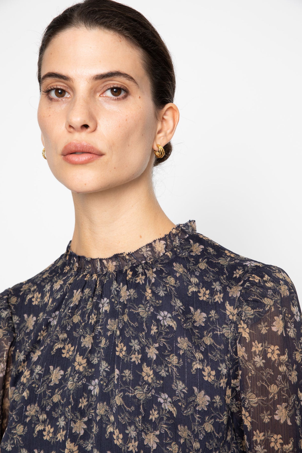 Dina Blouse - Navy Dahlia Print