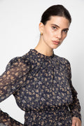 Dina Blouse - Navy Dahlia Print