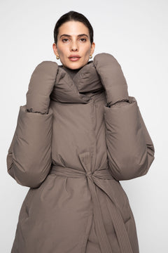Olina Down Mittens - Dark Taupe