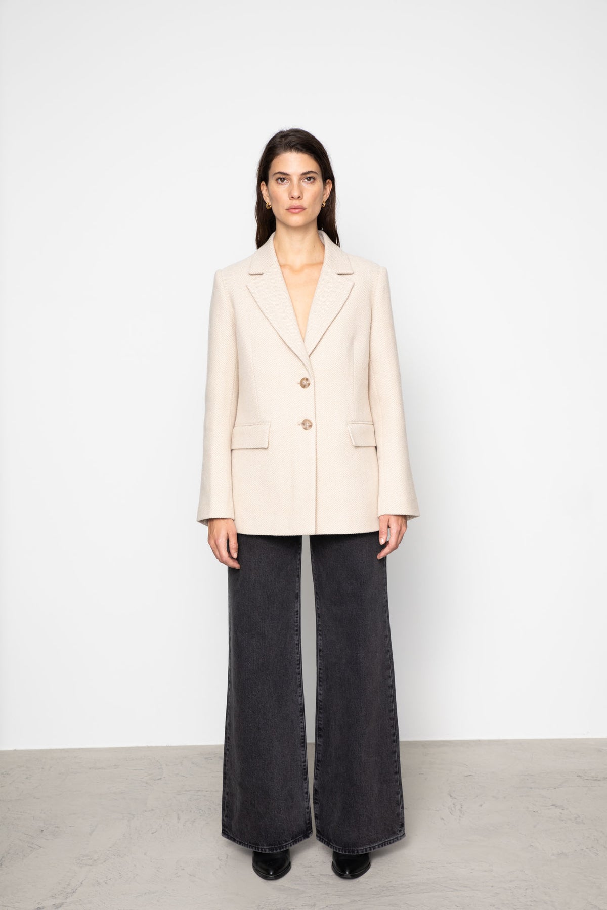 Brooklyn Blazer - Cream Herringbone