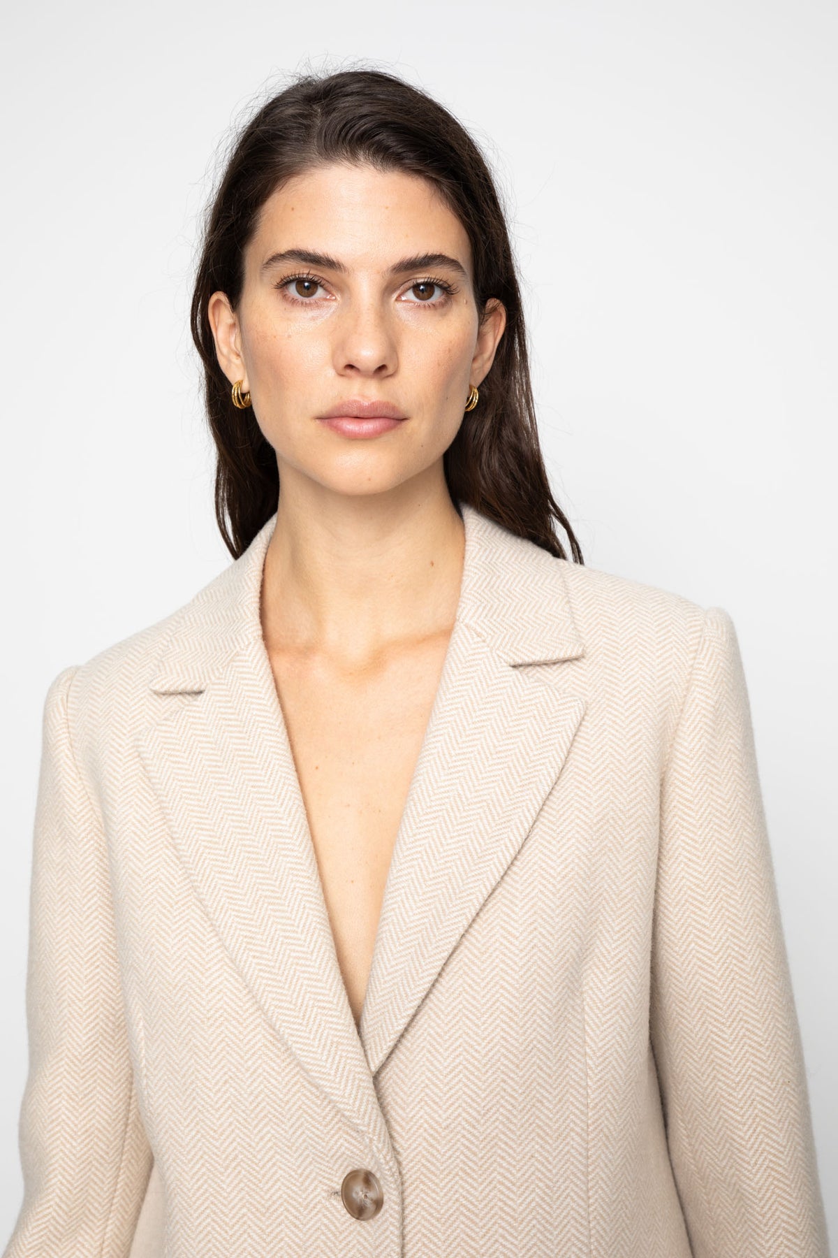 Brooklyn Blazer - Cream Herringbone