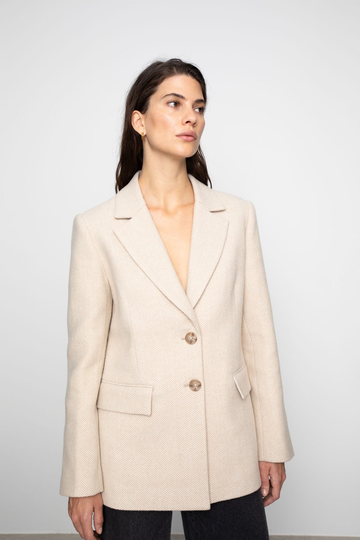 Brooklyn Blazer - Cream Herringbone