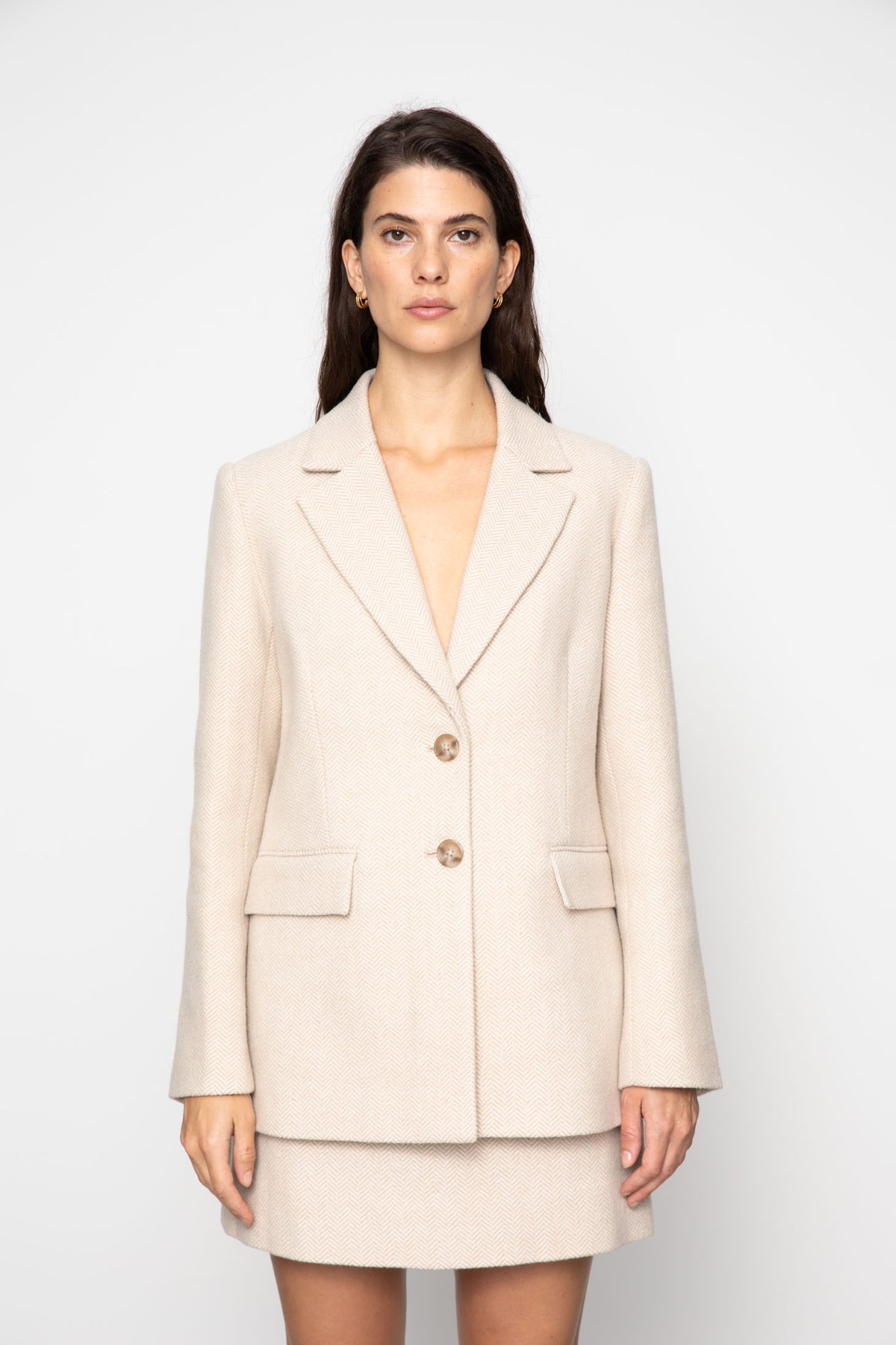 Brooklyn Blazer - Cream Herringbone