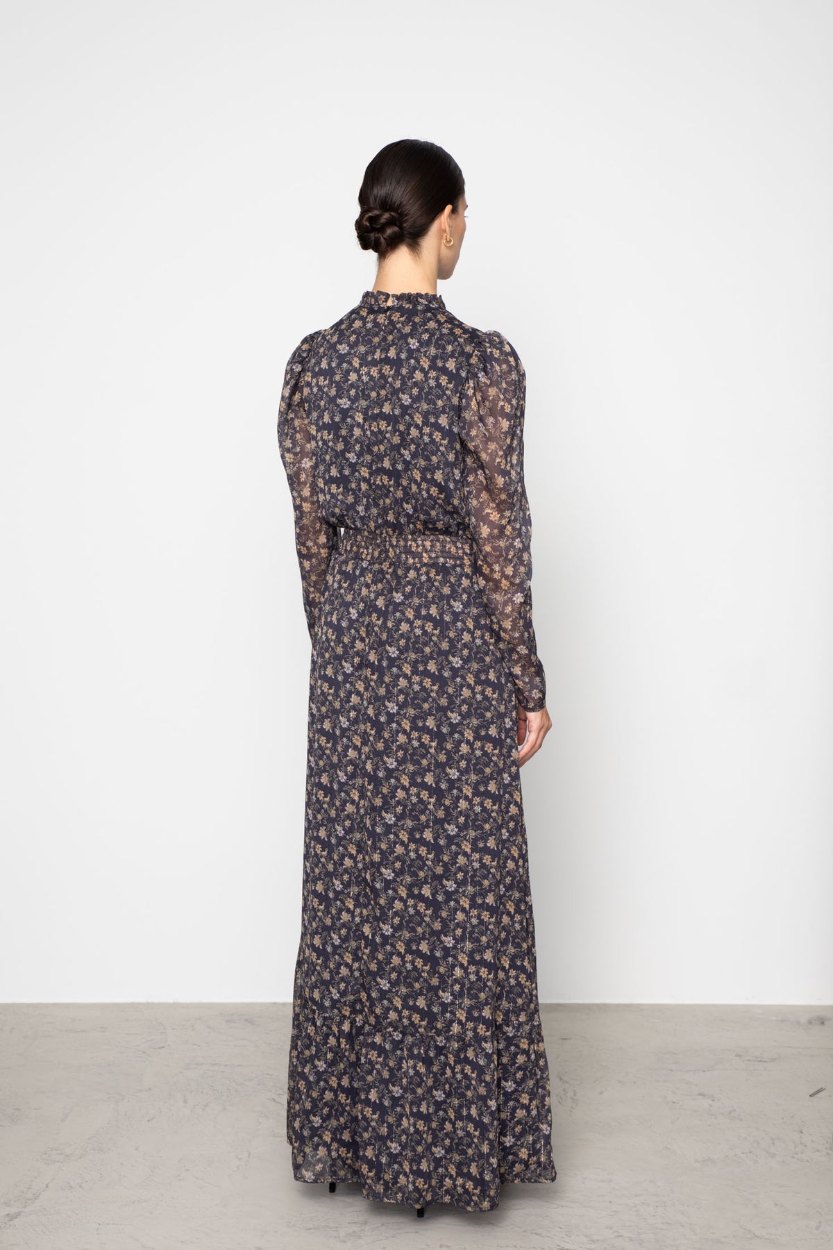 Nora Dress - Navy Dahlia Print