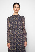 Nora Dress - Navy Dahlia Print