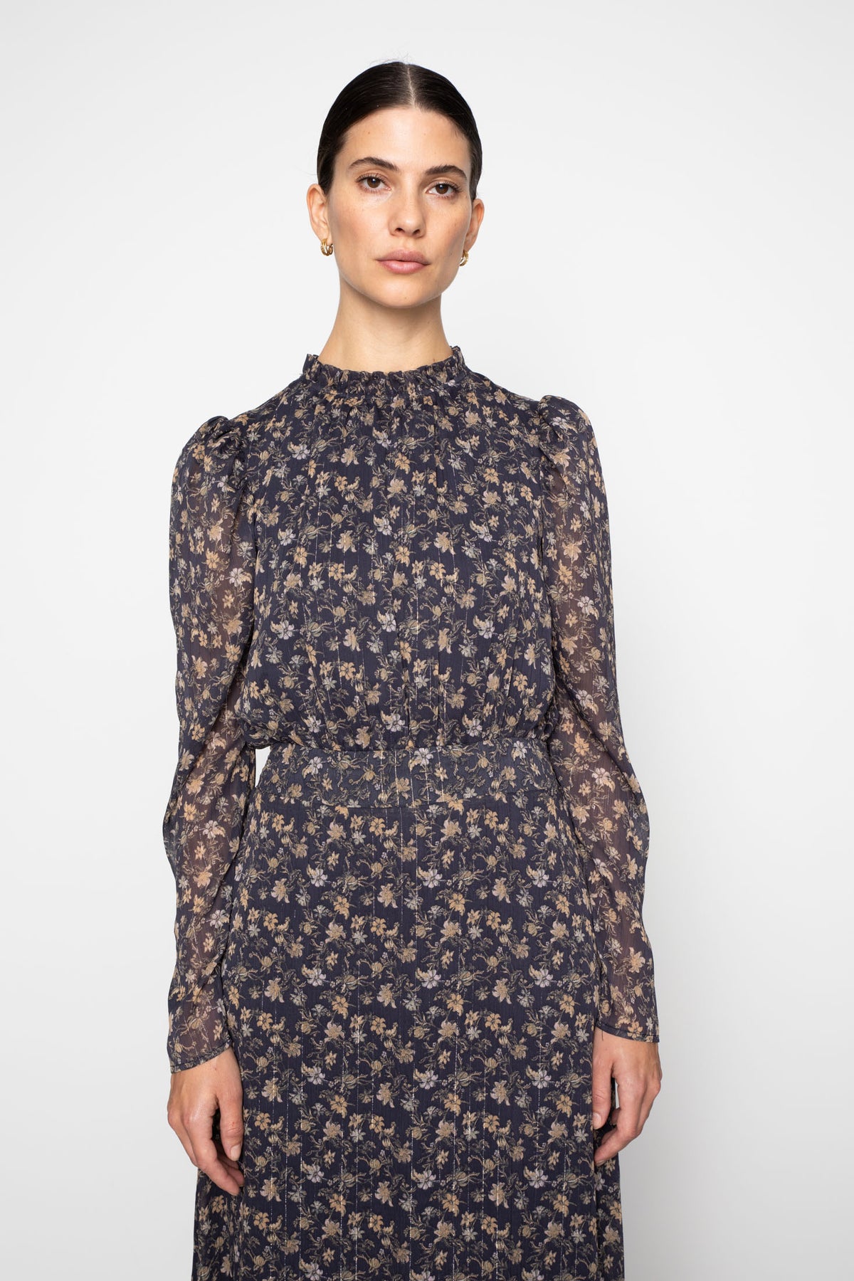 Nora Dress - Navy Dahlia Print