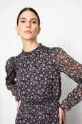 Nora Dress - Navy Dahlia Print