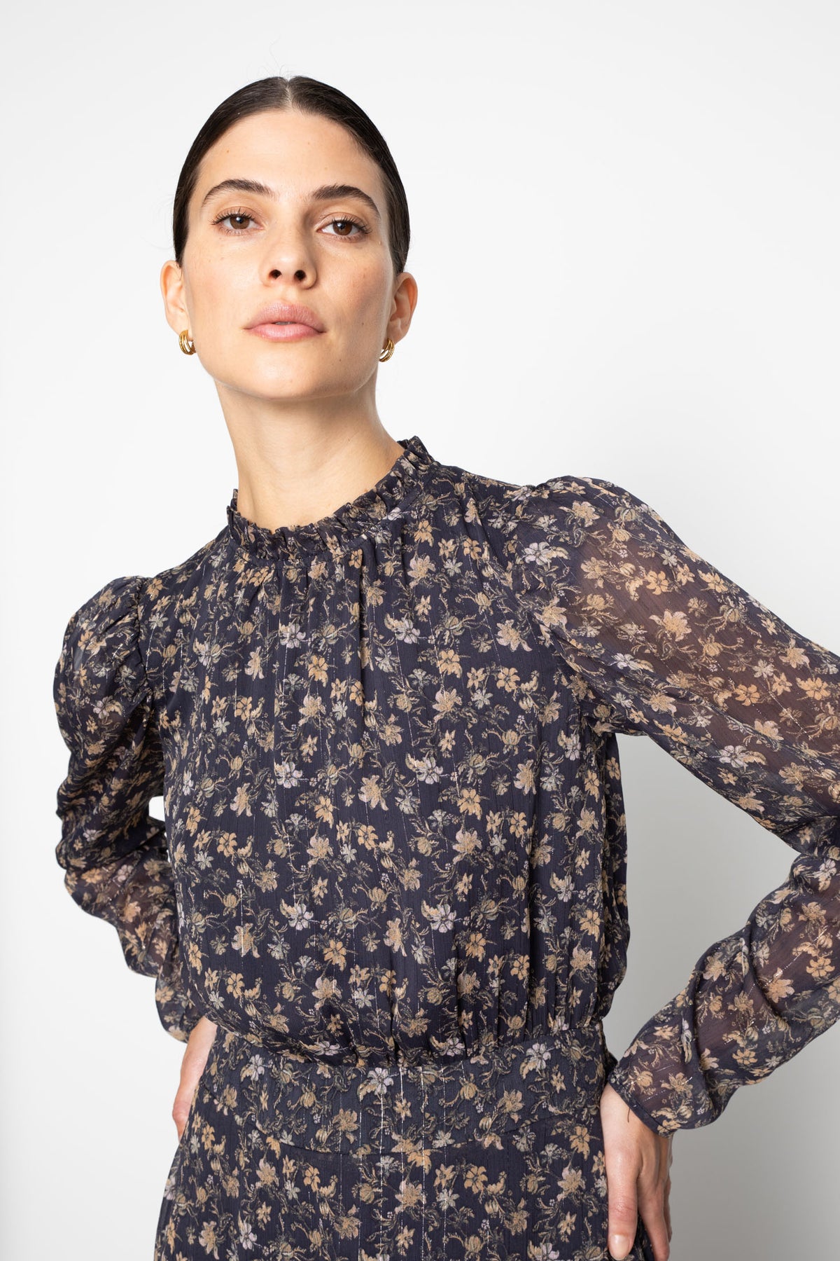 Nora Dress - Navy Dahlia Print