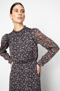 Nora Dress - Navy Dahlia Print