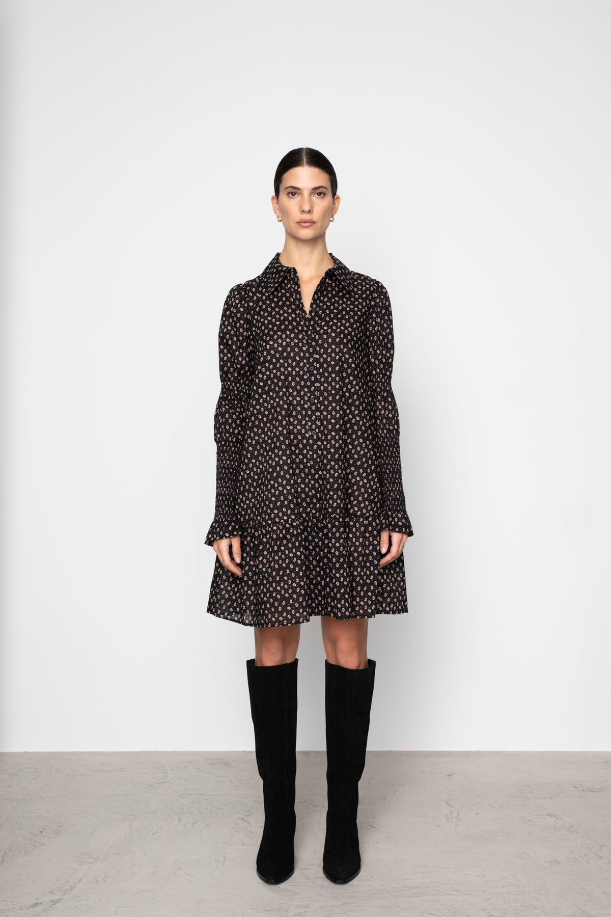 Lara Dress - Taupe Flower Print