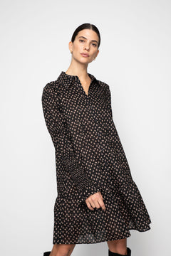 Lara Dress - Taupe Flower Print