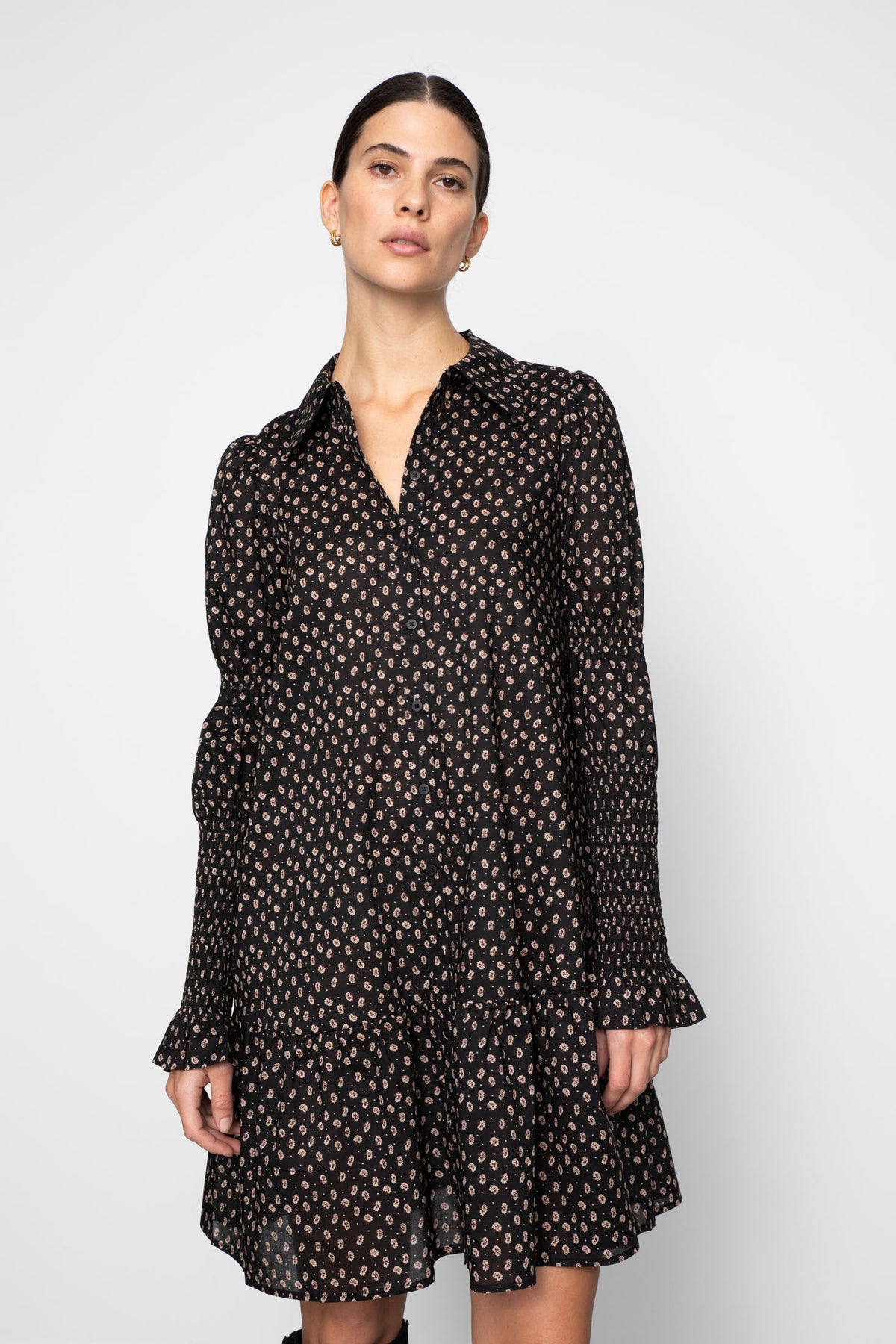 Lara Dress - Taupe Flower Print