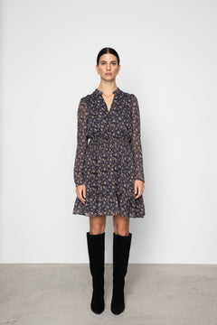 Eira Dress - Navy Dahlia Print