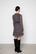 Eira Dress - Navy Dahlia Print