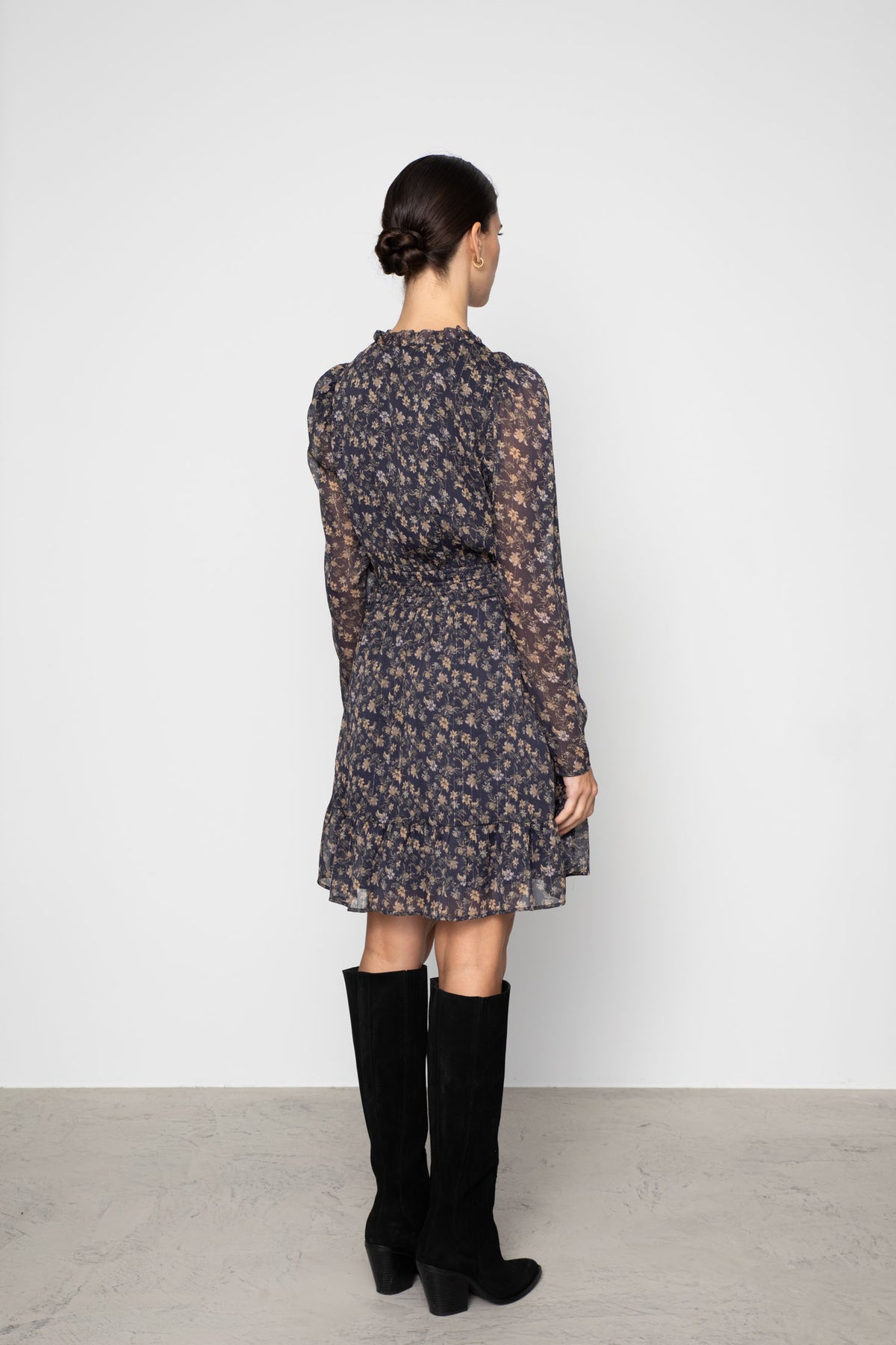 Eira Dress - Navy Dahlia Print