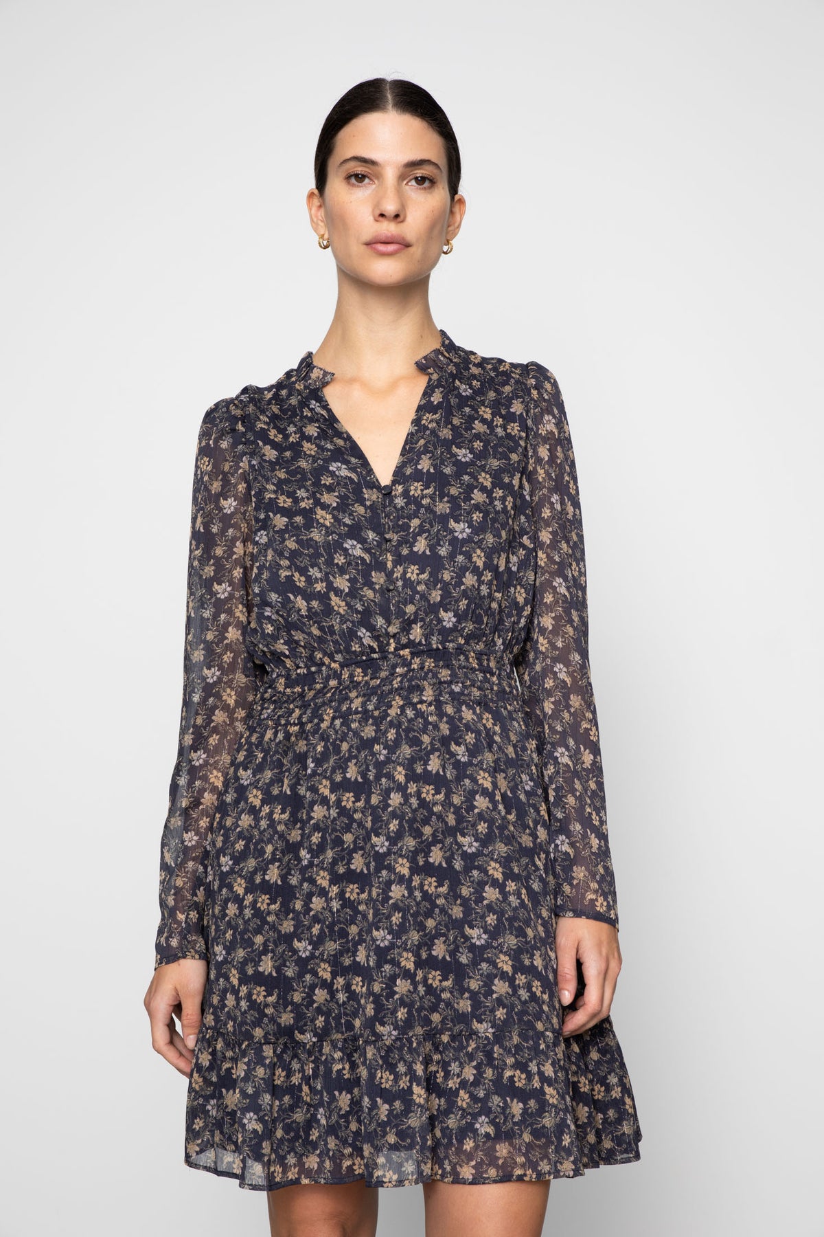 Eira Dress - Navy Dahlia Print