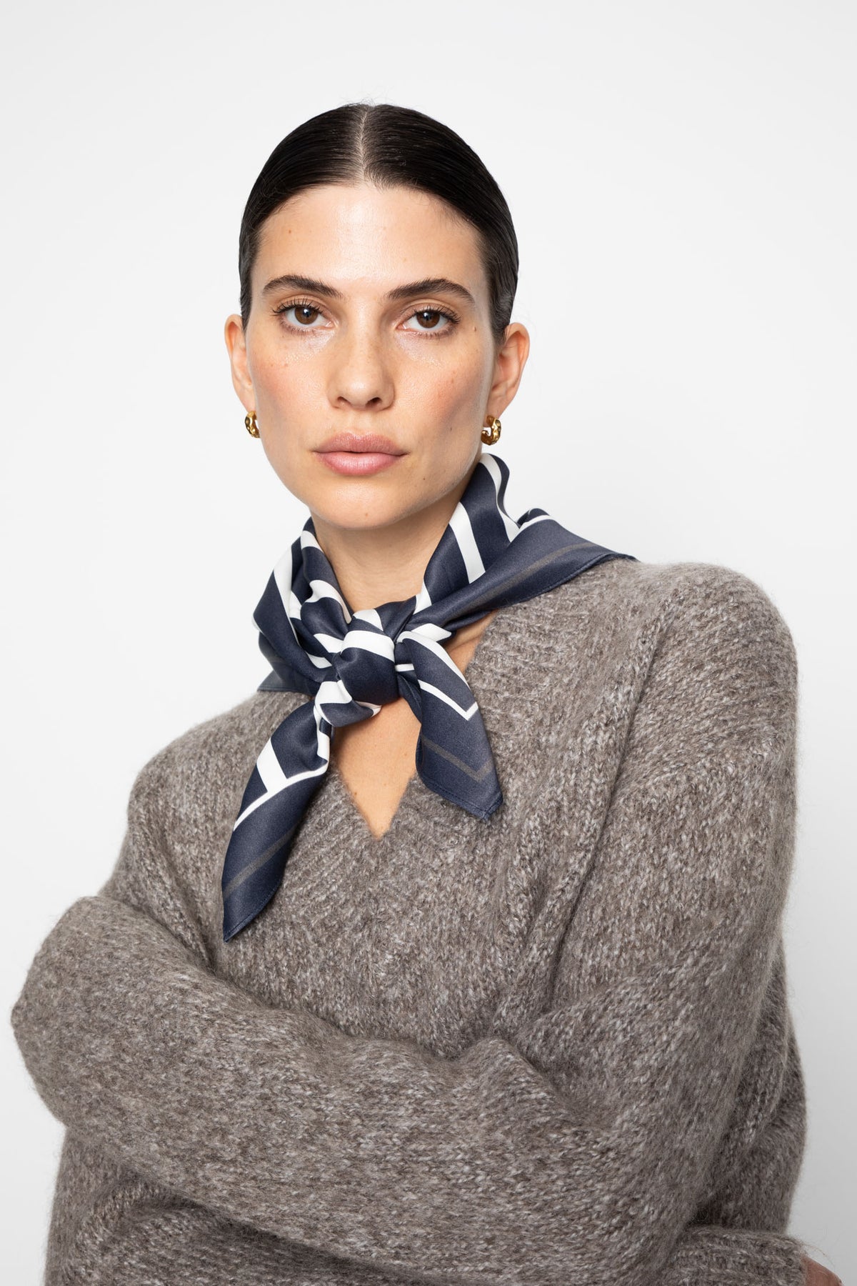 Alma Scarf - Navy Stripe