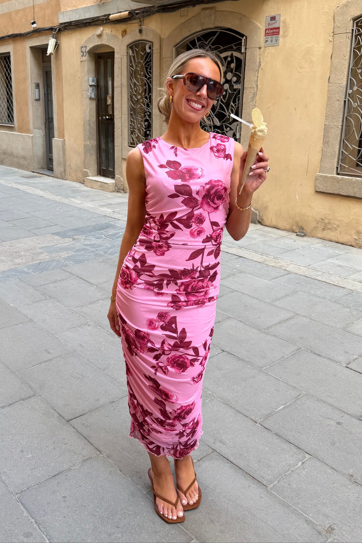 Hilda Mesh Midiklänning - Rosa