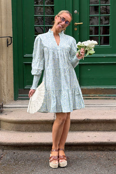 Embla Poplin Print Dress - Blue Garden