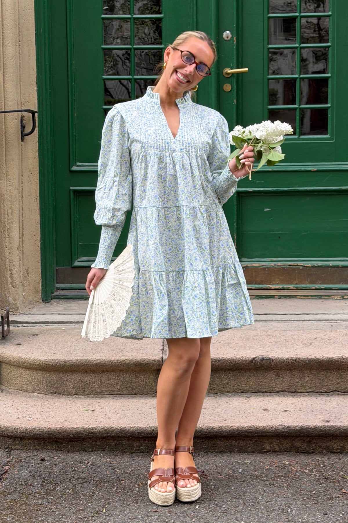 Embla Poplin Print Dress - Blue Garden