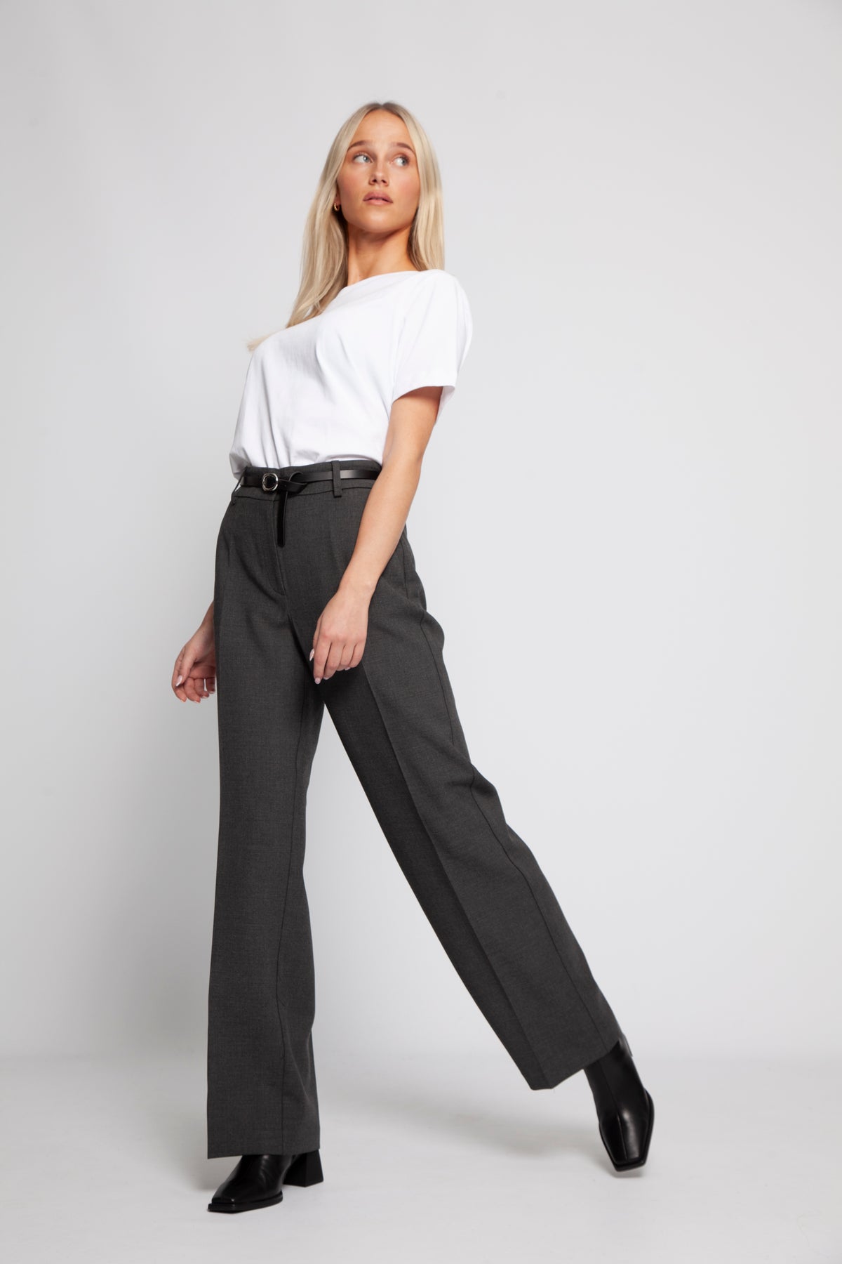 Rita Mw Wide Pant - Dark Grey Melange
