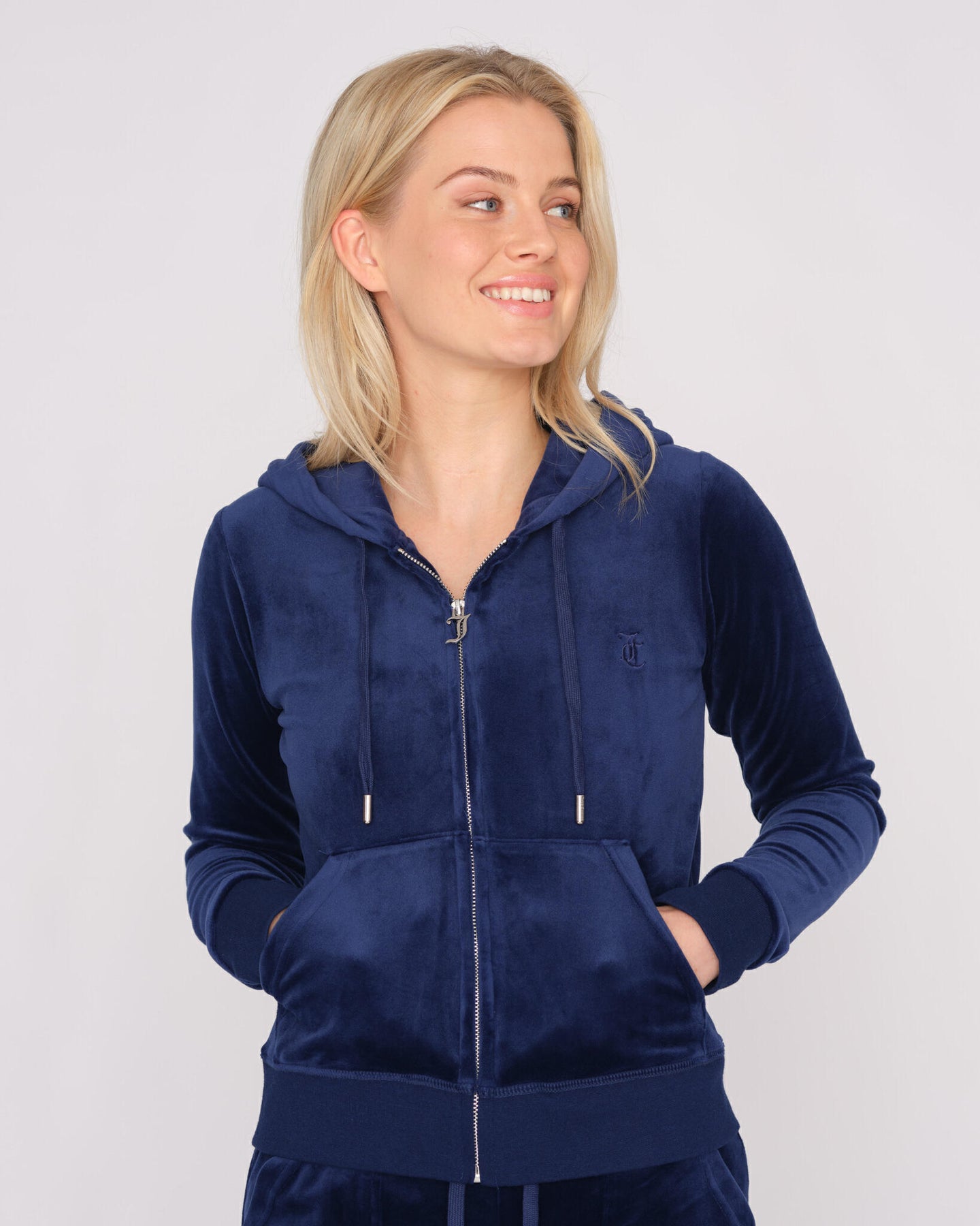 Robertson Classic Velour Zip Hoodie - Blue Depths