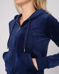 Robertson Classic Velour Zip Hoodie - Blue Depths