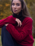 Clara Cashmere Knit Cardigan - Mörkröd