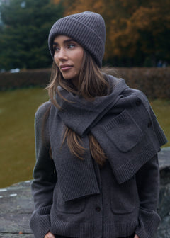 Victoria Cashmere Wool Beanie - Brown
