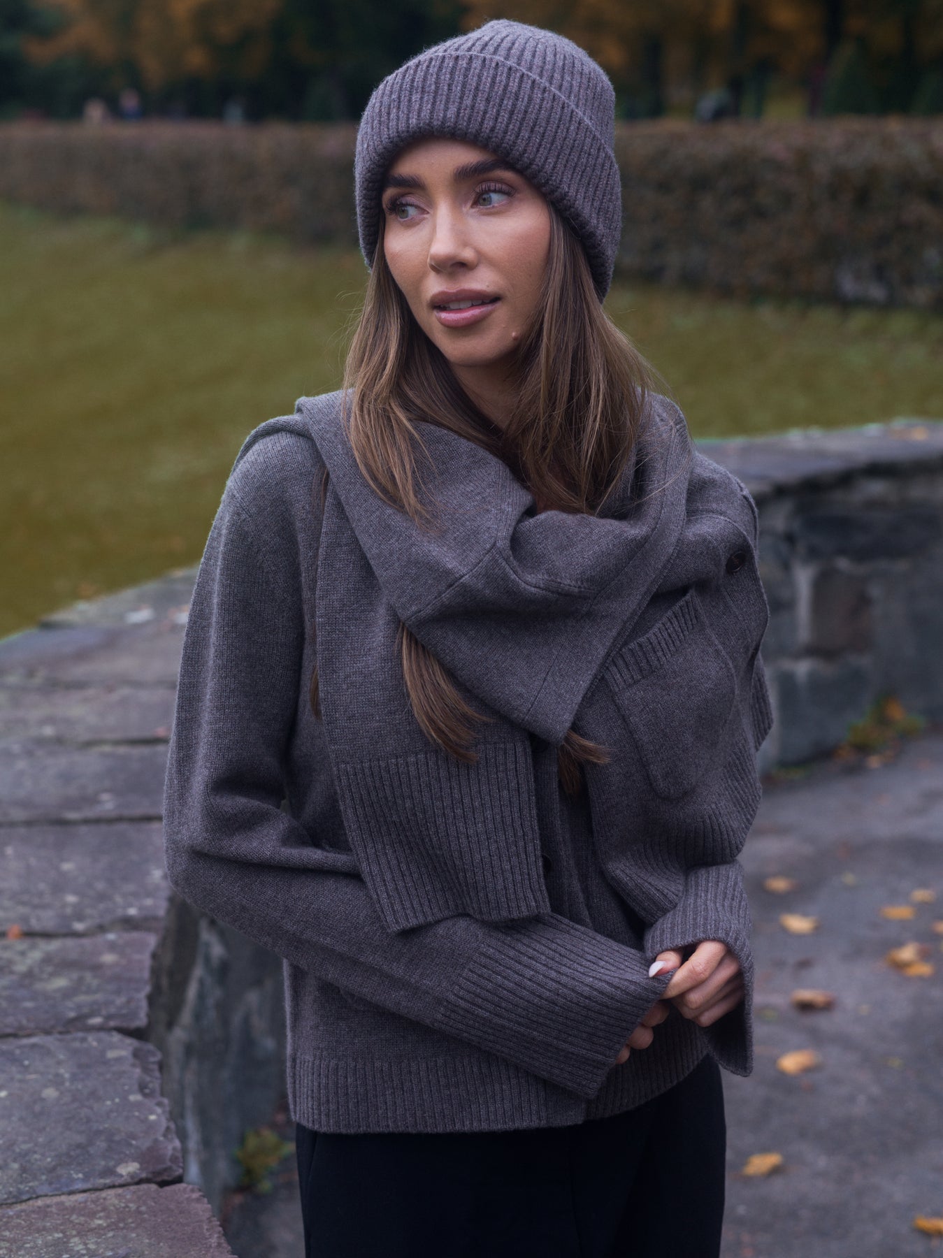 Liz Cashmere Knit Cardigan - Brun Melerad